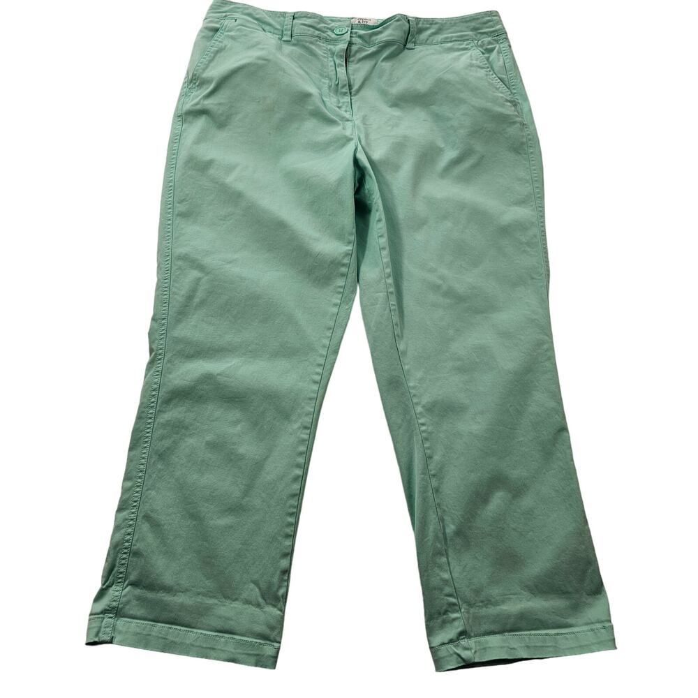 Crown & Ivy Charlotte pants blue capris size 14 summer casual comfort plus ^